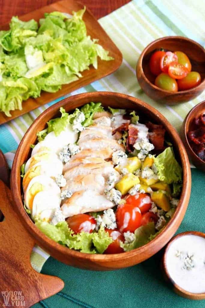 healthy cobb salad recipe made with rotisserie chicken