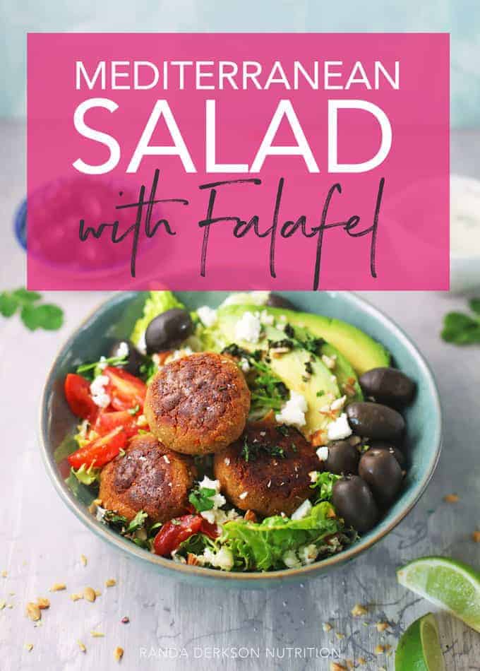 mediterranean salad with falafel plant based protein