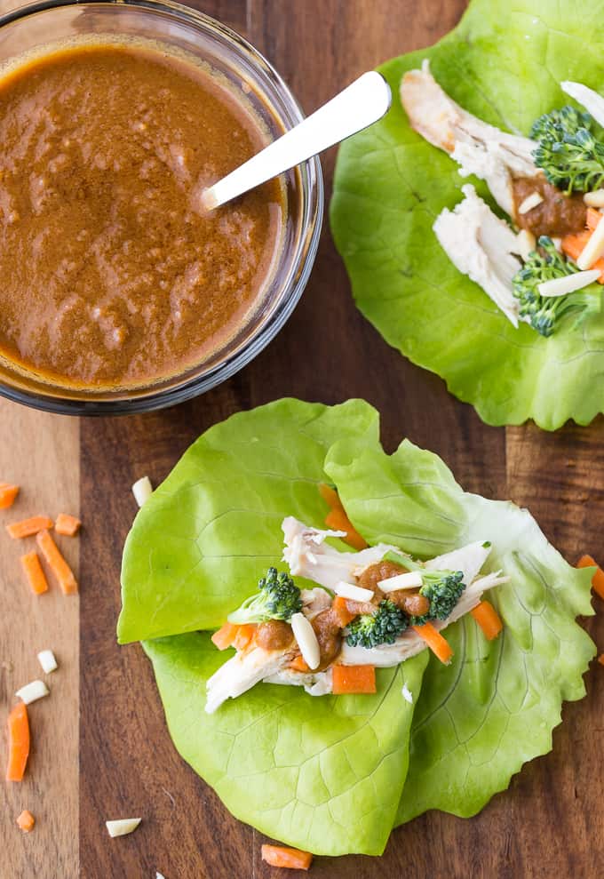 paleo thai chicken lettuce wraps