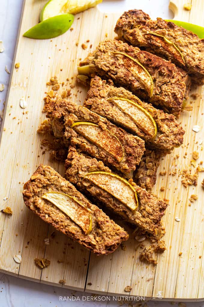 gluten free apple bread on a cutting board