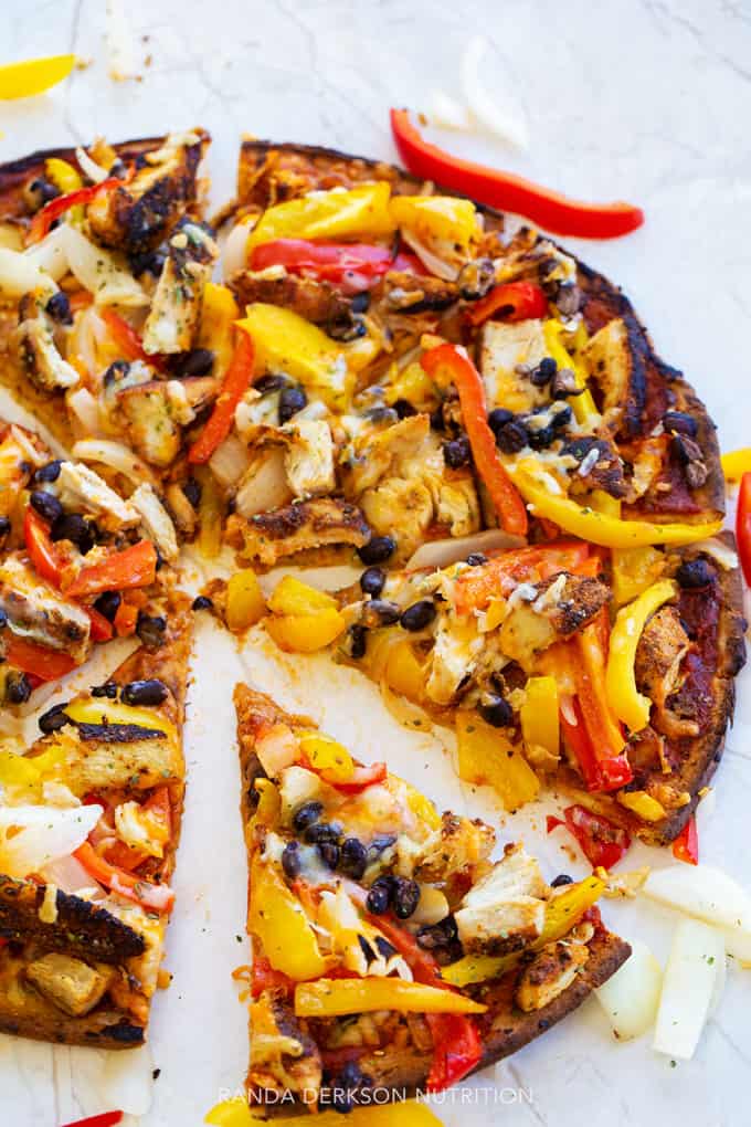 healthy pizza recipe with a slice missing