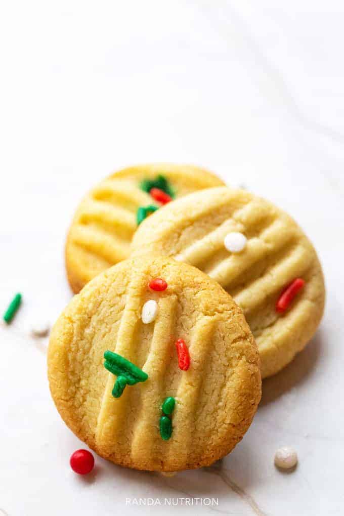 christmas cookies made with almond flour and sprinkles
