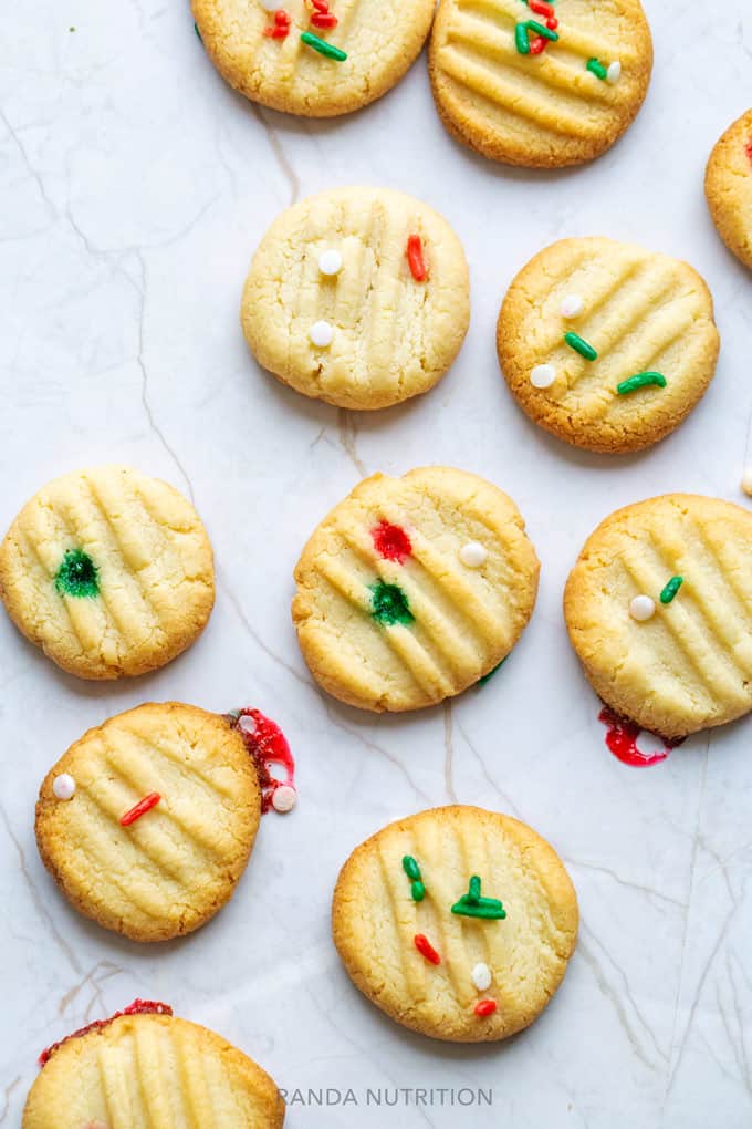 gluten free shortbread with christmas sprinkles