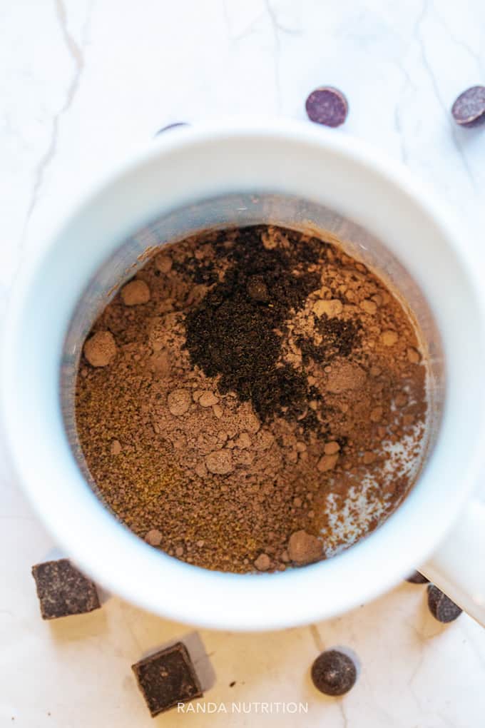 homemade hot cocoa mix in a mug ready for water