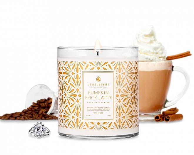 jewelry candle in pumpkin spice latte