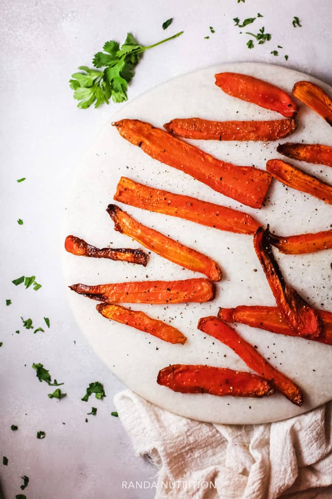 healthy side dish idea, roasted carrot strips