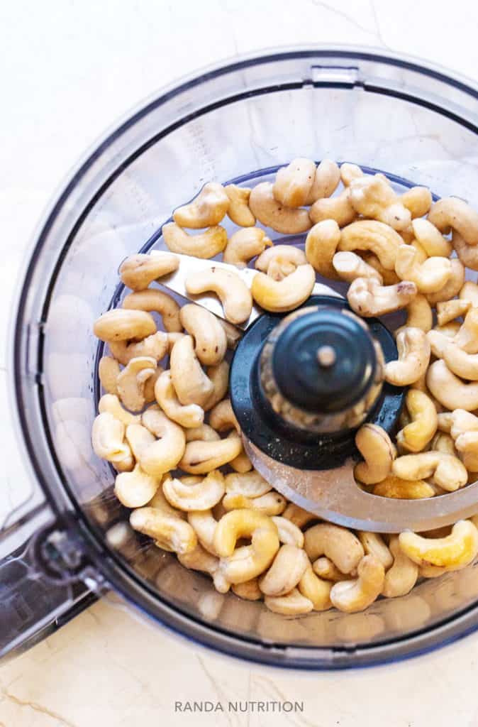 cashews in a food processor to make cheese