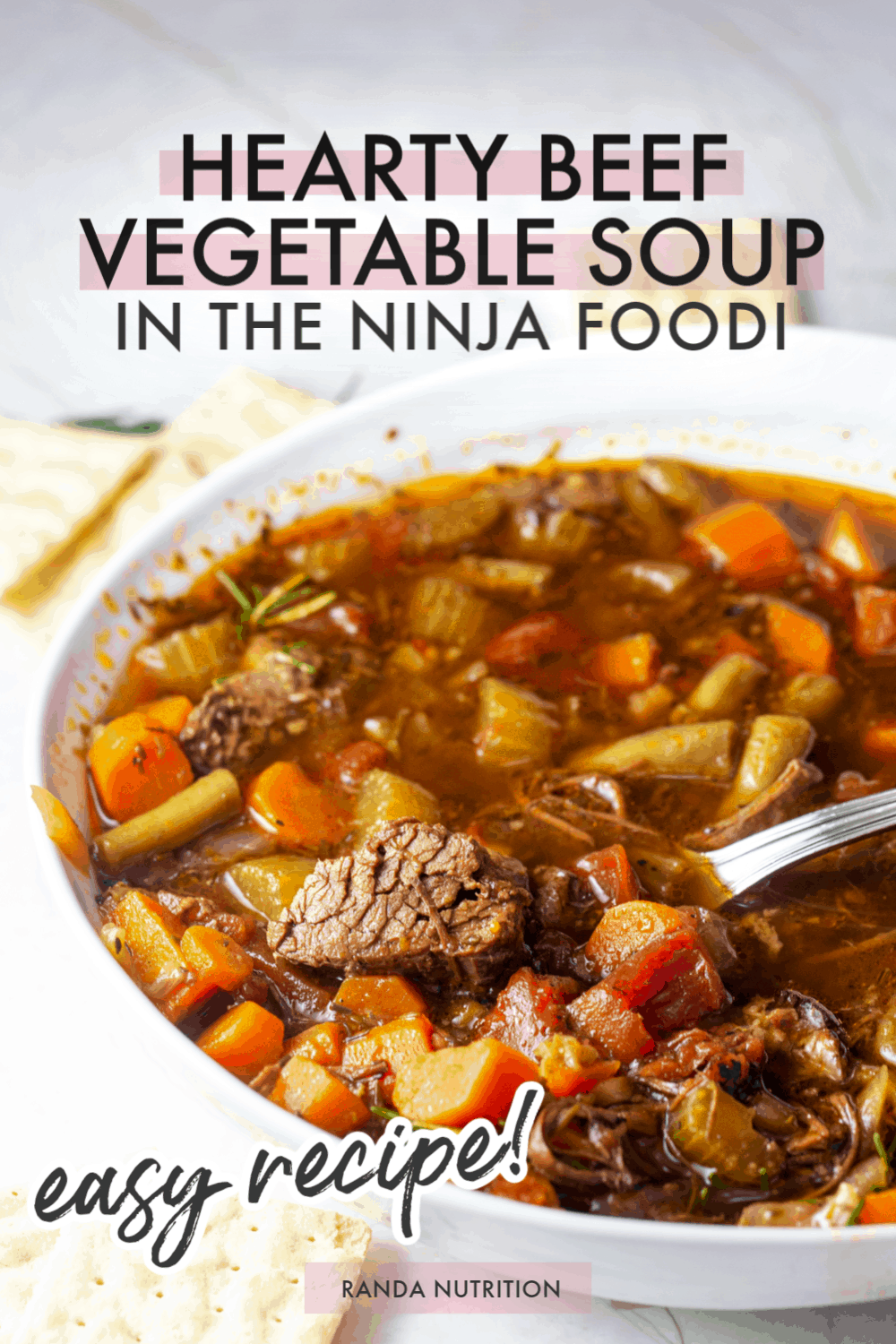 healthy beef vegetable soup made in the Ninja Foodi