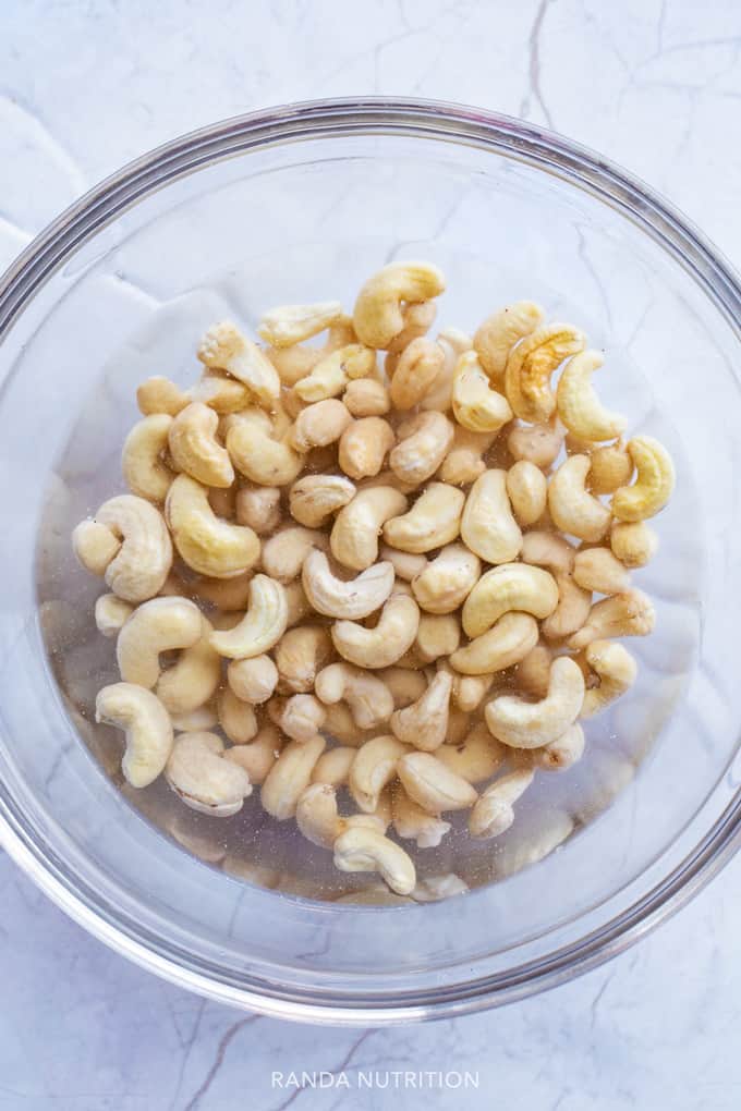 cashews soaking in water overnight for cheese
