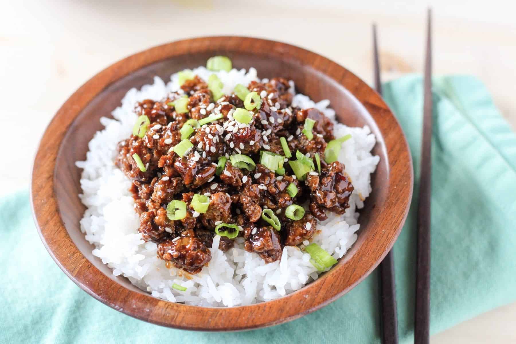 Asian chicken rice bowl