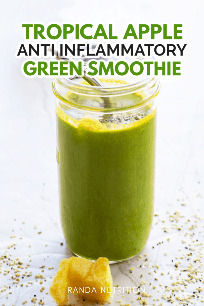 the pinterest image for this anti-inflammatory smoothie recipe aka green smoothie recipe