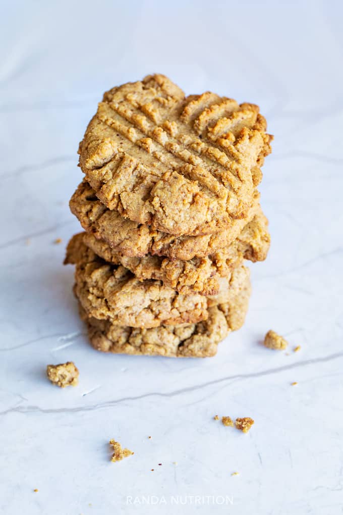 stacked gluten free cookies on a marble background