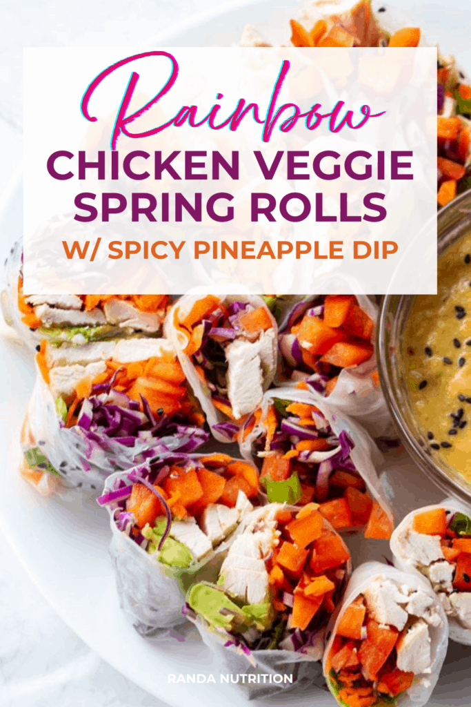 rainbow chicken veggie spring rolls