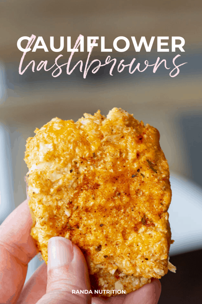 the pinterest image for these cauliflower hashbrown patties recipe