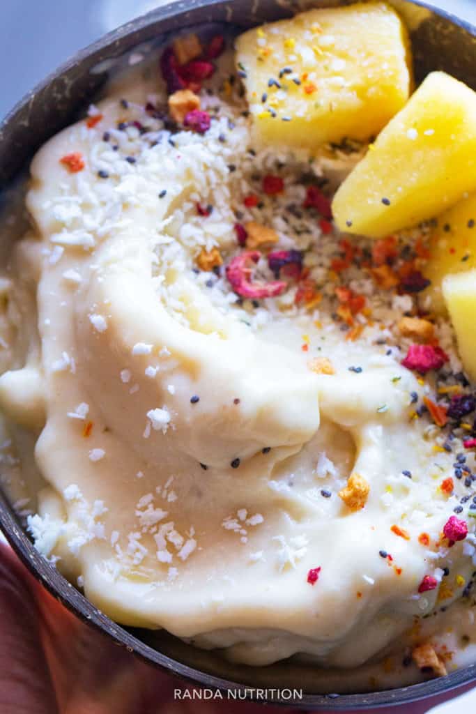 healthy ice cream recipe made with bananas and coconut milk