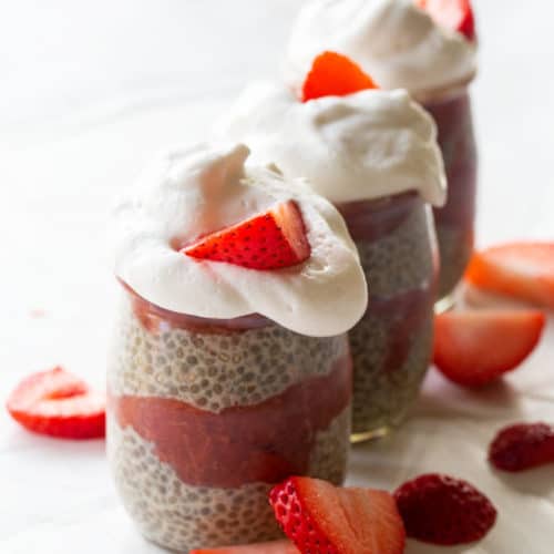 healthy strawberry rhubarb chia seed pudding recipe