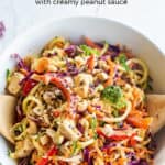 Chicken and Veggie Noodle salad with Creamy Peanut Dressing