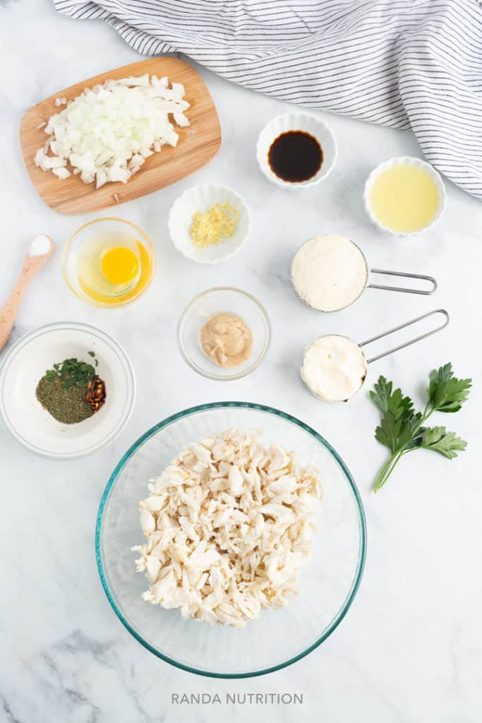 ingredients for a healthy crab cake recipe