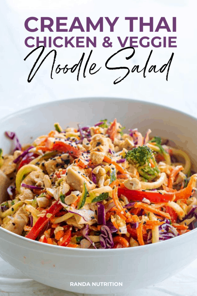 creamy thai chicken and veggie noodle salad