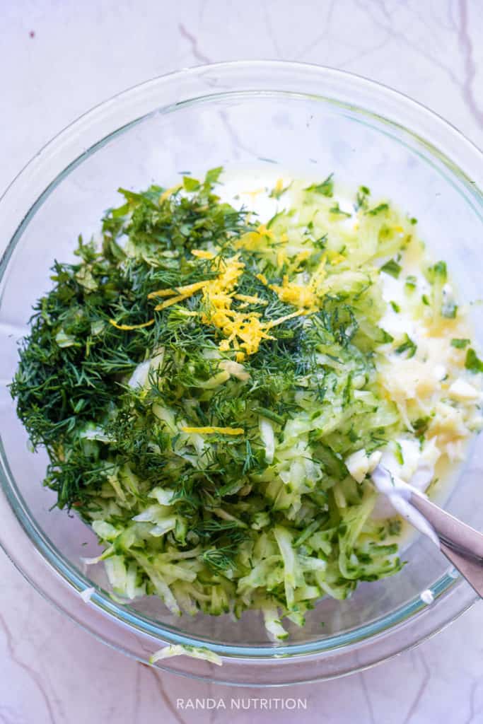 tzatziki ingredients in a bowl