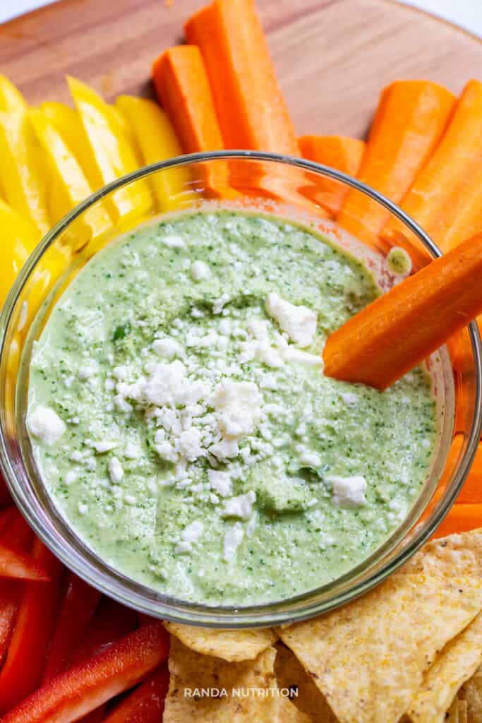 herb garlic cashew dip with feta