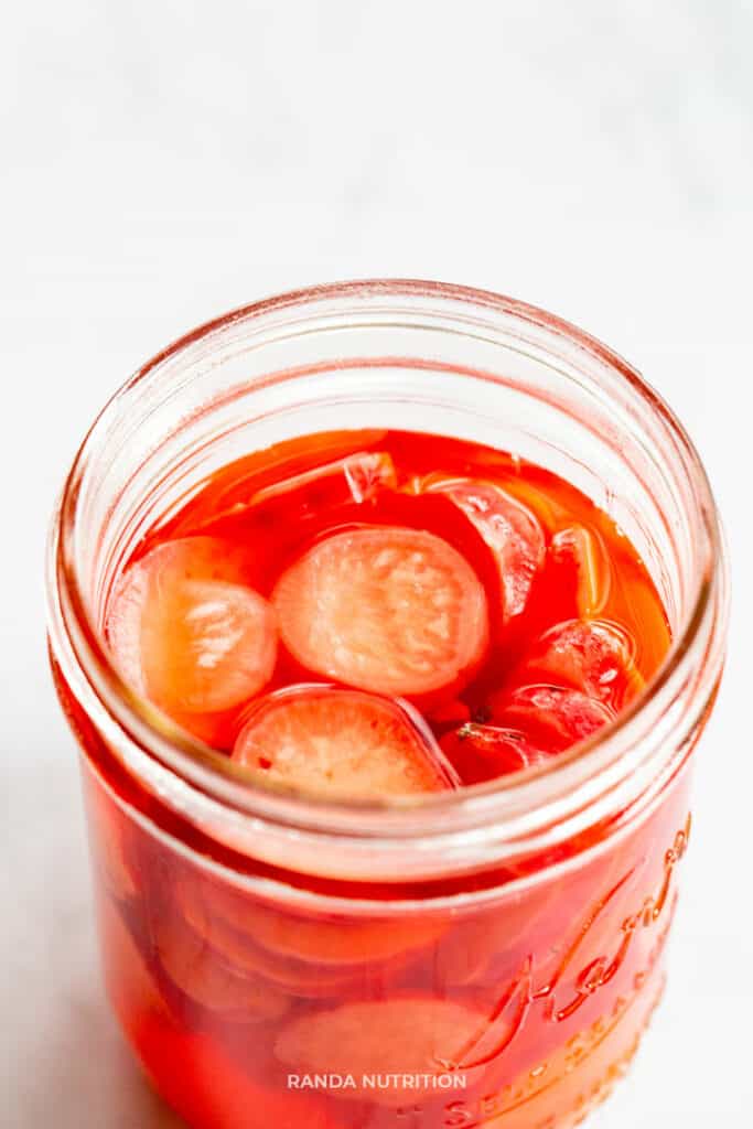 top view of marinated radishes