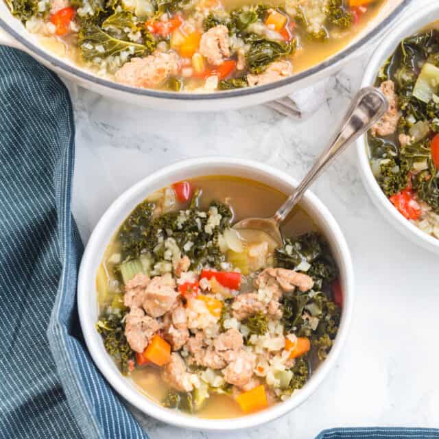 Healthy Kale and Sausage Soup (Paleo, Whole30) | Randa Nutrition