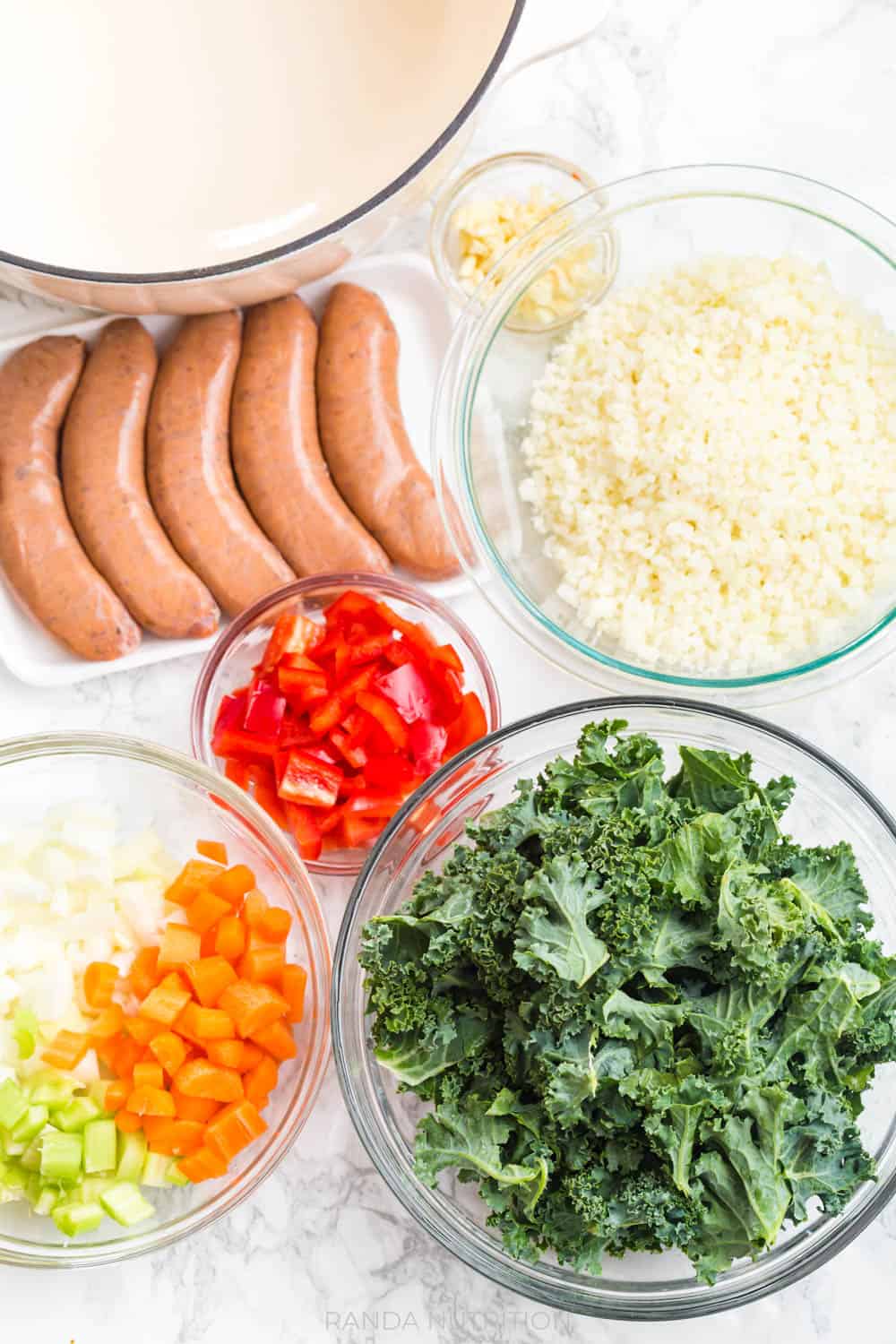 ingredients for kale and sausage soup