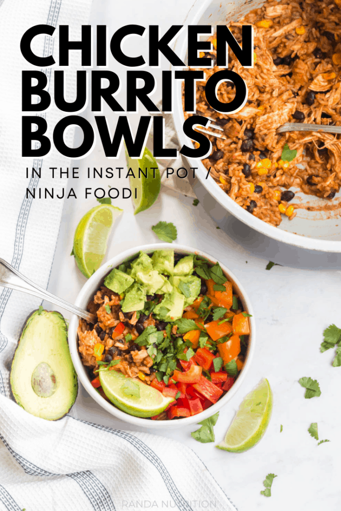 chicken burrito bowls made in the pressure cooker