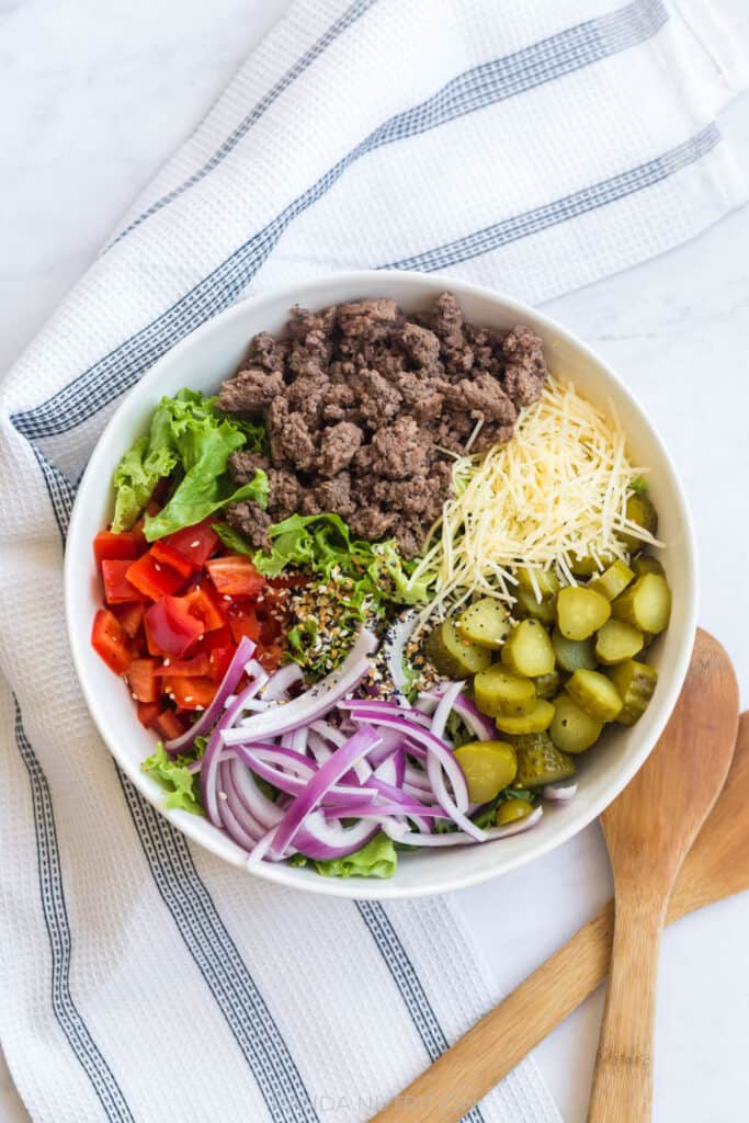 ingredients for a burger salad