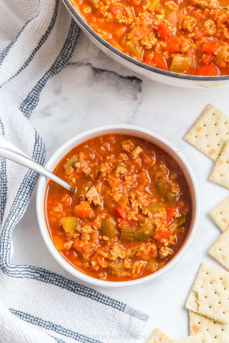Chicken Stuffed Pepper Soup (Stovetop & Instant Pot)