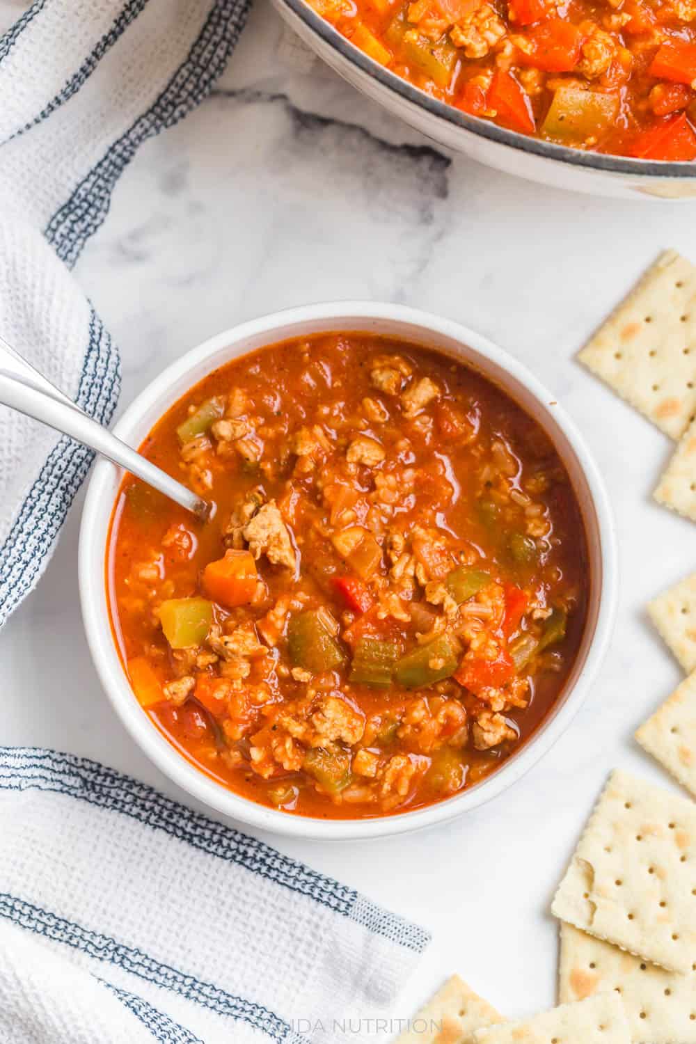 Chicken Stuffed Pepper Soup (Stovetop & Instant Pot) | Randa Nutrition