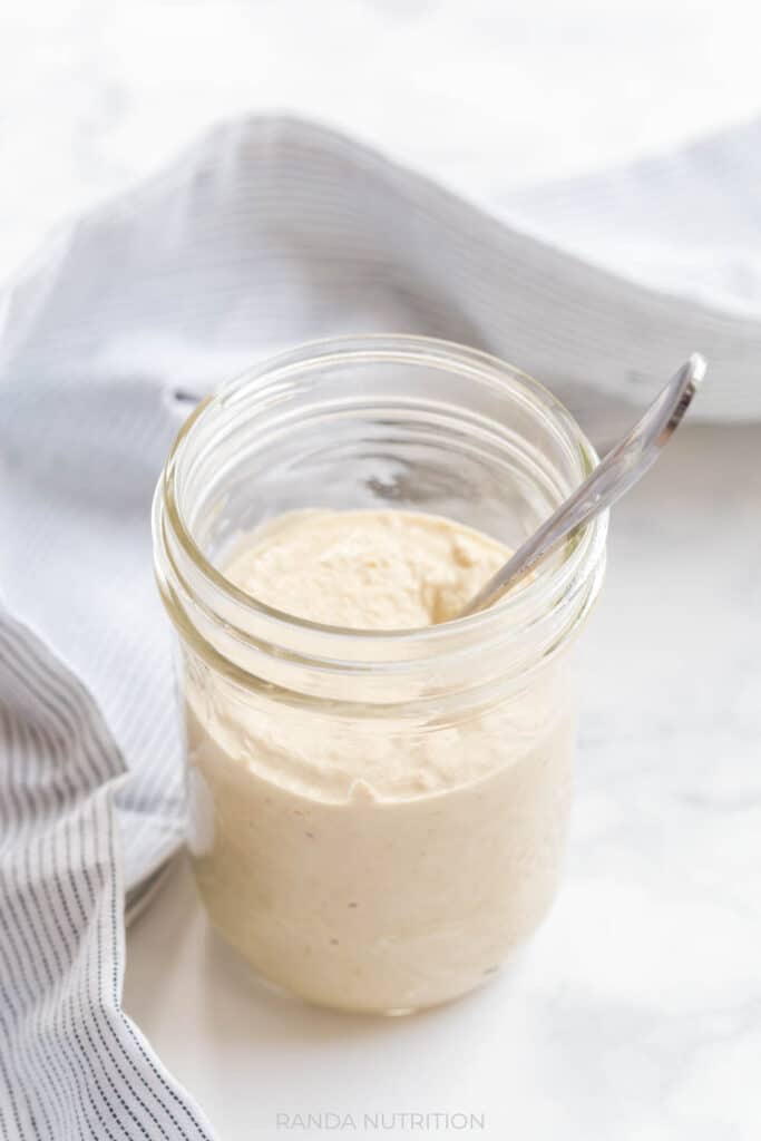 jalapeno lime cashew sour cream in a mason jar