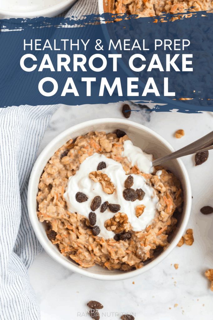 pinterest image for this healthy carrot cake oatmeal recipe