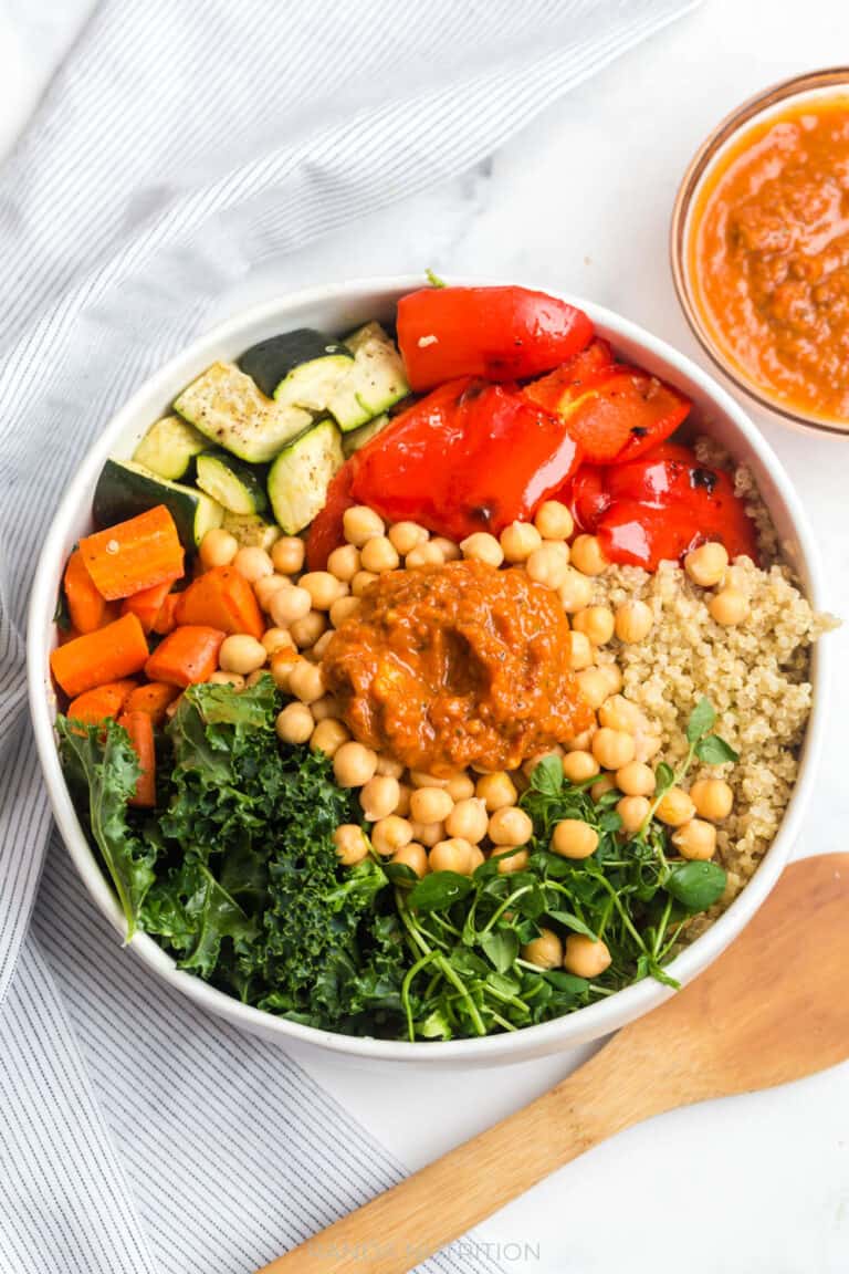 Roasted Summer Veggie Salad Bowls Recipe with Sundried Tomato Vinaigrette