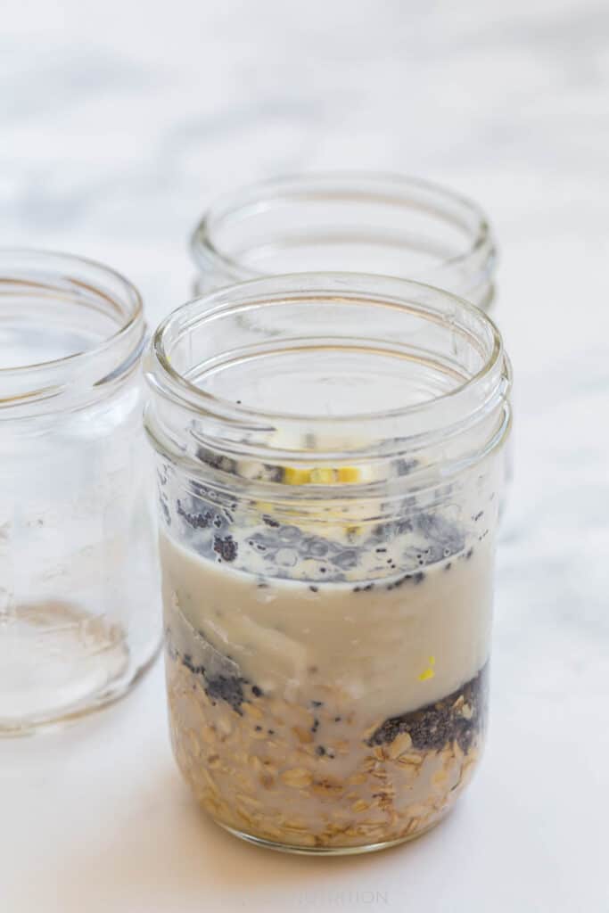 overnight oats before they go in the fridge