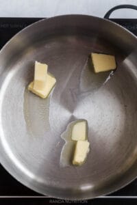 melting salted butter in a pan