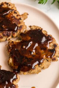 burgers topped with hoisin sauce