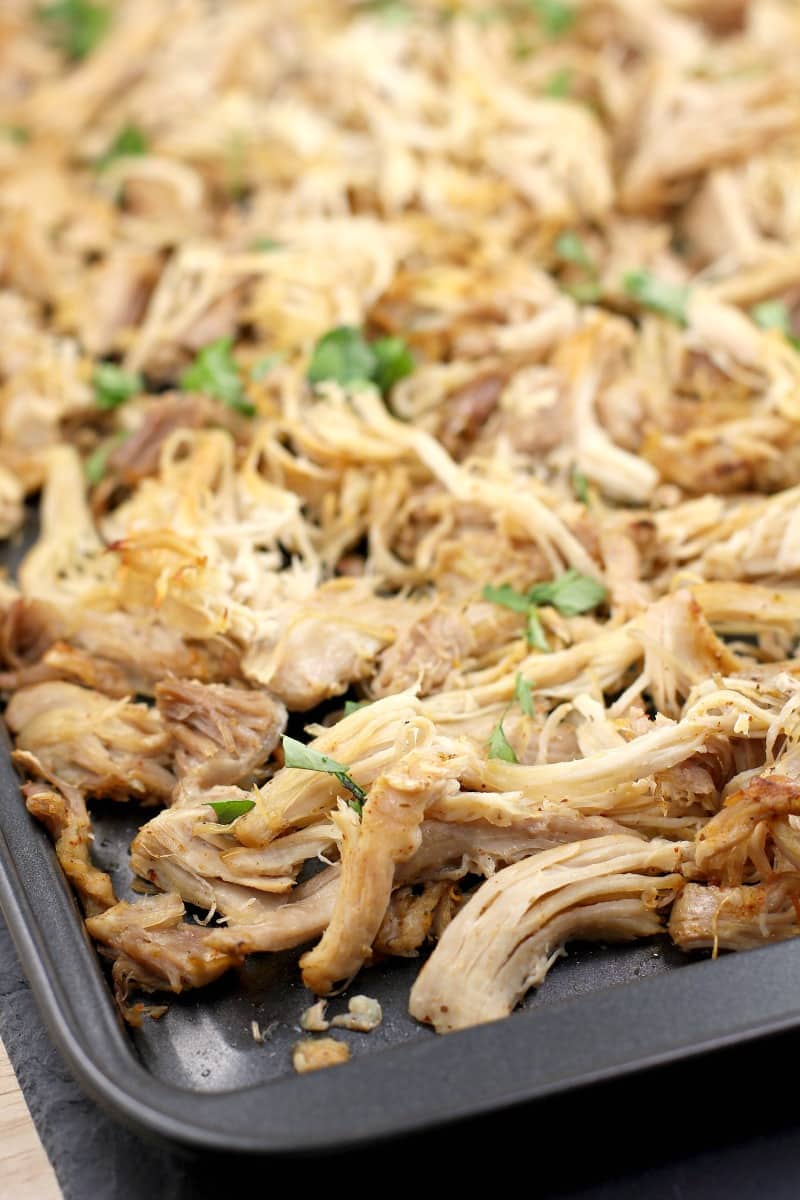 instant pot carnitas on a sheet pan