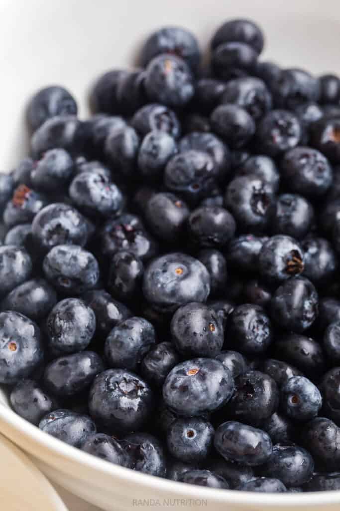 close up of washed blueberries