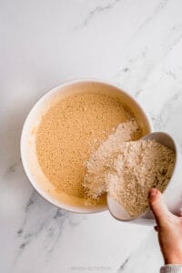 adding whole wheat pastry flour to muffin batter