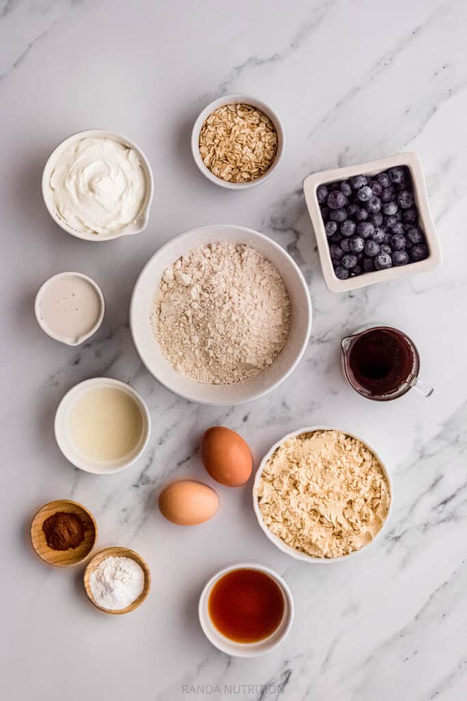 ingredients needed for blueberry muffins with protein powder