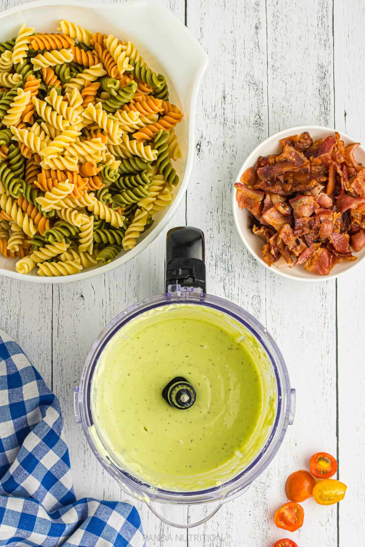 BLT Pasta Salad with Creamy Avocado Dressing Randa Nutrition