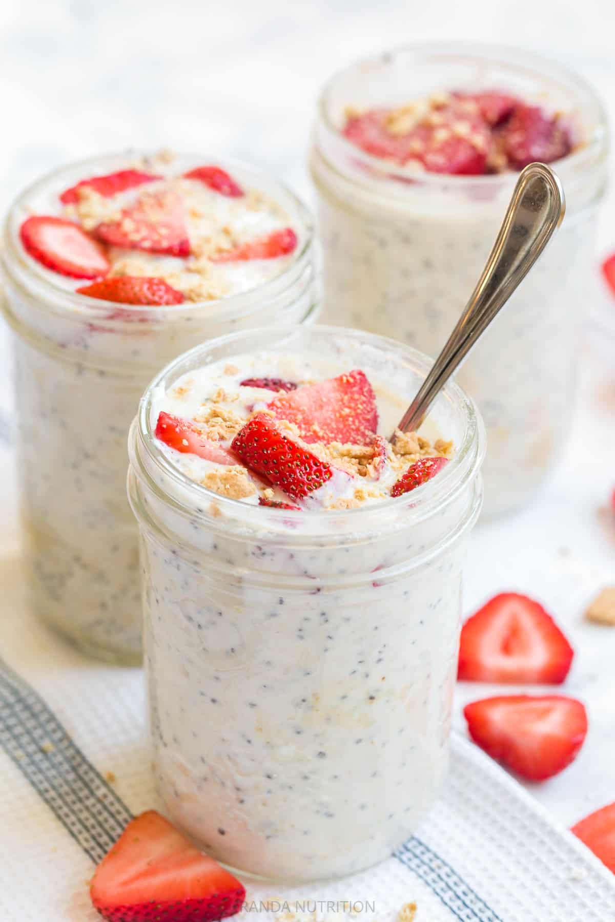 Protein Strawberry Cheesecake Overnight Oats