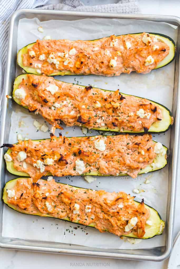 oven roasted stuffed zucchini