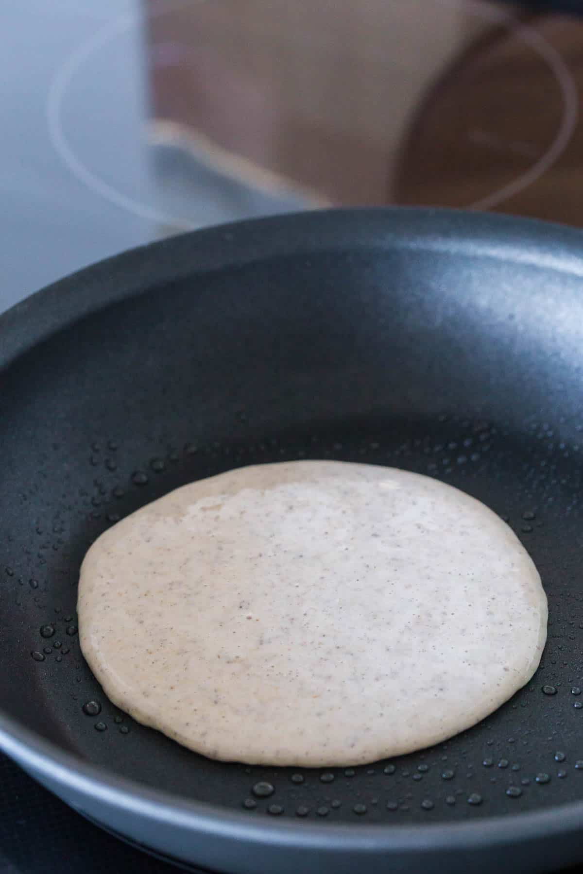 using a nonstick pan to cook gluten free cottage cheese pancakes