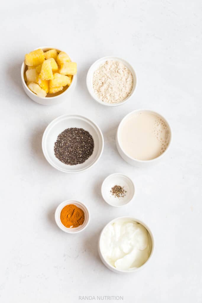 ingredients to make a pineapple and turmeric smoothie