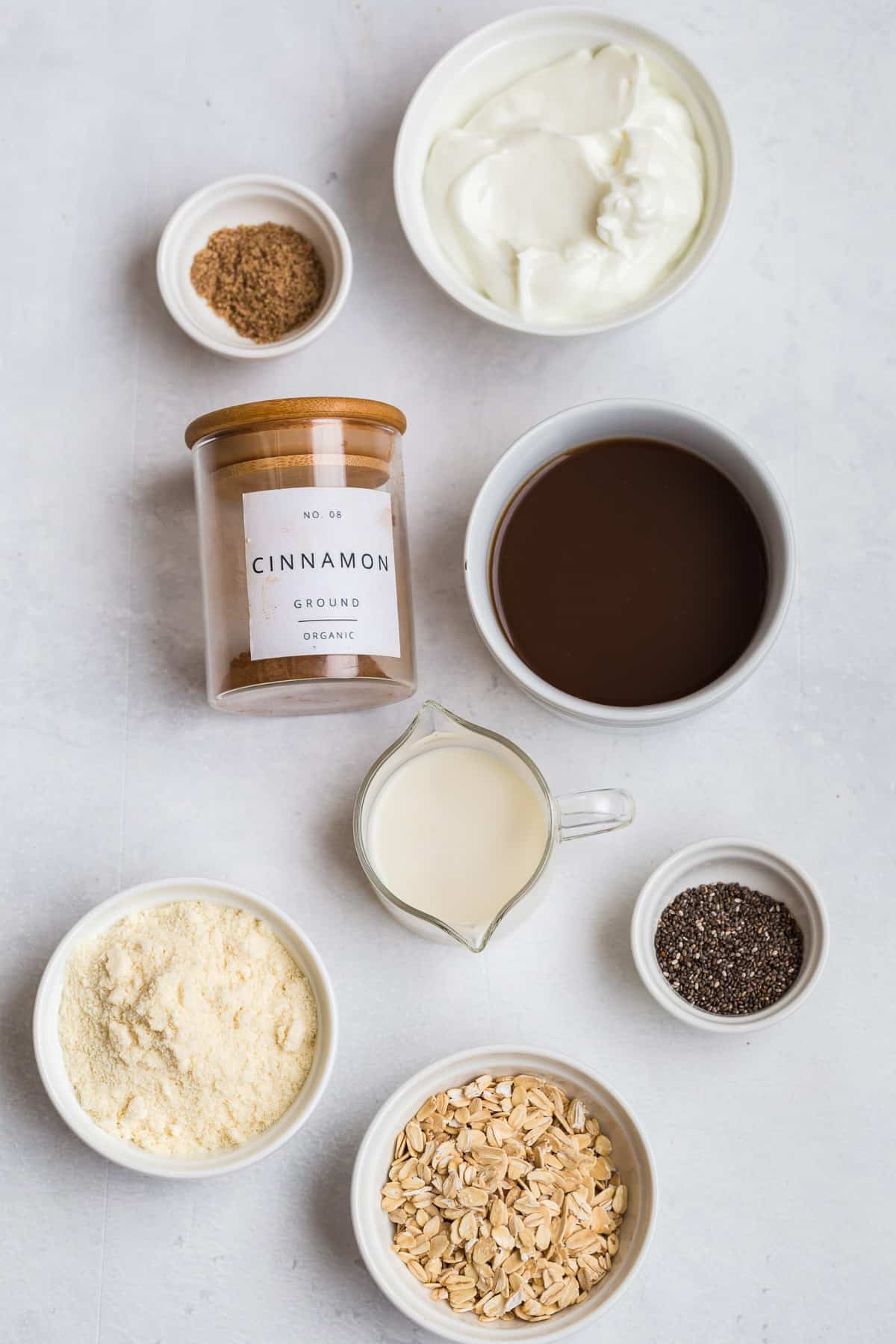 ingredients to make overnight oats with a chai tea latte concentrate